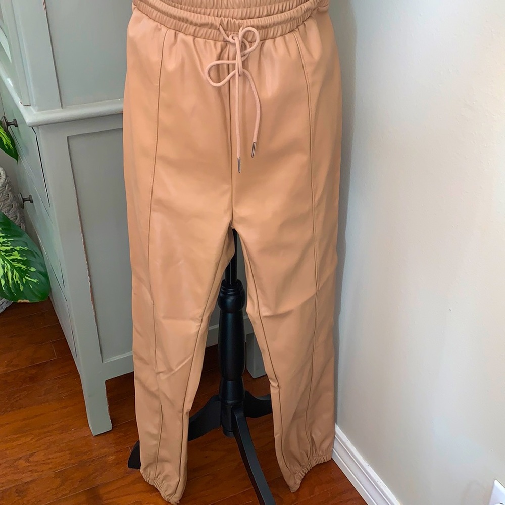 NWOT faux leather joggers